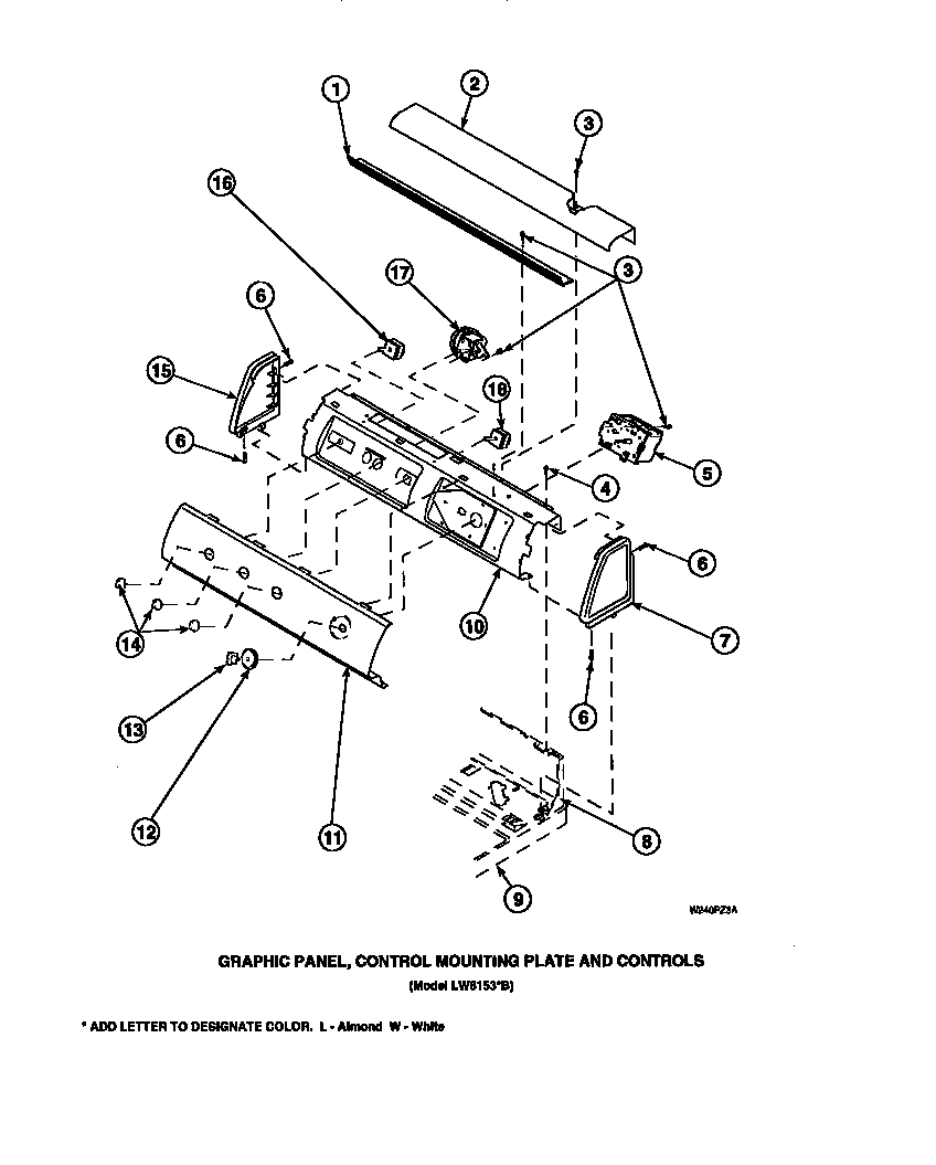 Graphic panel, control mounting plate and controls (cw4202w2/pcw4202w2a) (cw8202w2/pcw8202w2a) (cw8203w2/pcw8203w2a) (cw8413w2/pcw8413w2a) (lw2001w2/plw2001w2a) (lw2501l2/plw2501l2a) (lw2501w2/plw2501w2a) (lw3502l2/plw3502l2a) (lw3502w2/plw3502w2a) (lw350