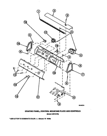 Graphic panel, control mounting plate and controls (cw4202w2/pcw4202w2a) (cw8202w2/pcw8202w2a) (cw8203w2/pcw8203w2a) (cw8413w2/pcw8413w2a) (lw2001w2/plw2001w2a) (lw2501l2/plw2501l2a) (lw2501w2/plw2501w2a) (lw3502l2/plw3502l2a) (lw3502w2/plw3502w2a) (lw350