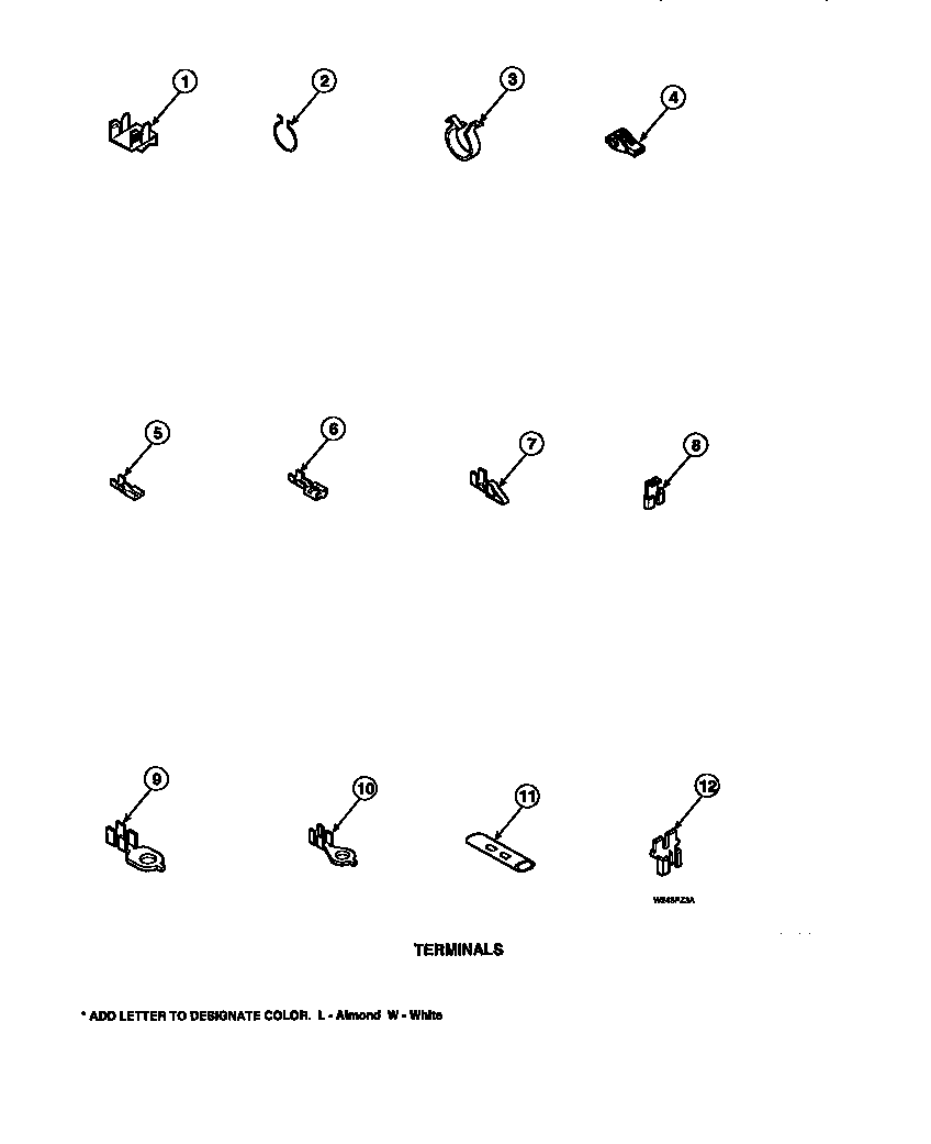 Terminals (cw4202w2/pcw4202w2a) (cw8202w2/pcw8202w2a) (cw8203w2/pcw8203w2a) (cw8413w2/pcw8413w2a) (lw2001w2/plw2001w2a) (lw2501l2/plw2501l2a) (lw2501w2/plw2501w2a) (lw3502l2/plw3502l2a) (lw3502w2/plw3502w2a) (lw3503l2/plw3503l2a) (lw3503w2/plw3503w2a) (lw