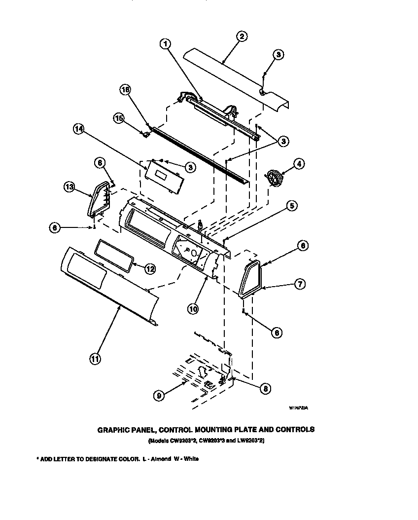 GRAPHIC PANEL, CONTROL MOUNTING PLATE AND CONTROLS (LW8203W2/PLW8203W2A) (LW8203W2B/PLW8203W2A) (LW8252L2/PLW8252L2A) (LW8252W2/PLW8252W2A) (LW8303L2/PLW8303L2A) (LW8303W2/PLW8303W2A) (LW8312L2/PLW8312L2A) (LW8312W2/PLW8312W2A) (LW8413L2/PLW8413L2A) (LW84