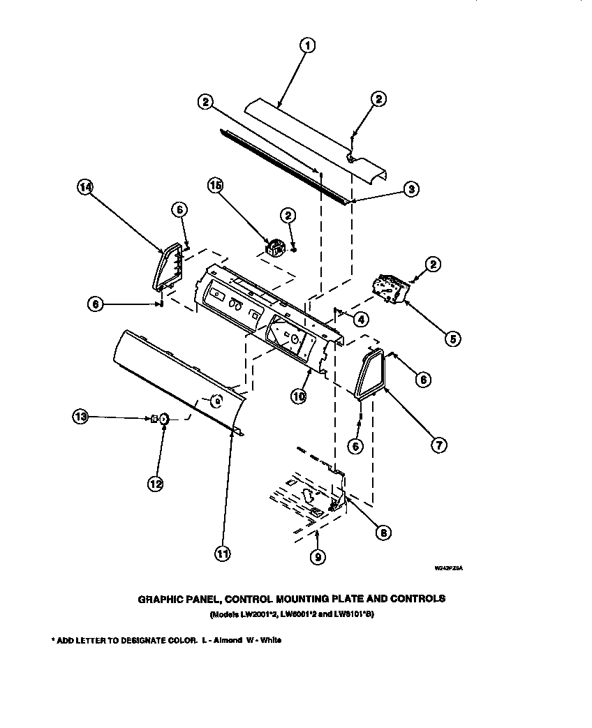 GRAPHIC PANEL, CONTROL MOUNTING PLATE AND CONTROLS (LW8203W2/PLW8203W2A) (LW8203W2B/PLW8203W2A) (LW8252L2/PLW8252L2A) (LW8252W2/PLW8252W2A) (LW8303L2/PLW8303L2A) (LW8303W2/PLW8303W2A) (LW8312L2/PLW8312L2A) (LW8312W2/PLW8312W2A) (LW8413L2/PLW8413L2A) (LW84