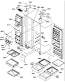 Refrigerator/freezer shelves, light, and hinges