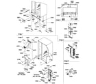 Amana SRDE327S3W-P1307101WW drain systems, rollers, and evaporator assy diagram
