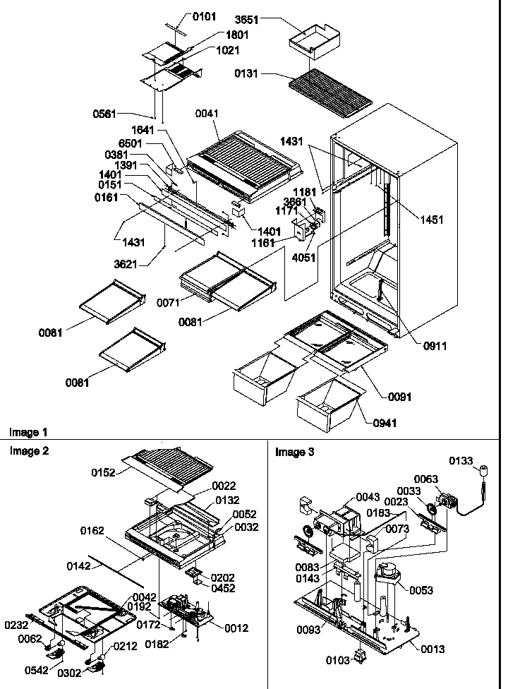 Interior cabinet and drain block assembly