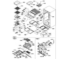 Amana TR21S4W-P1196105WW interior cabinet and drain block assembly diagram