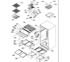 Amana TR522SW-P1182703WW interior cabinet and drain block assembly diagram