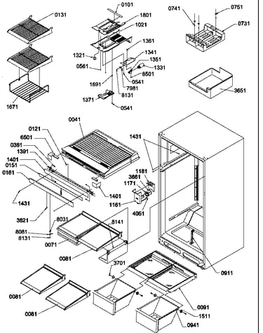 Interior cabinet and drain block assembly
