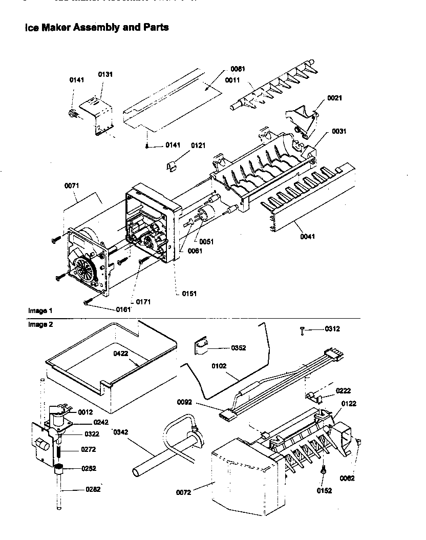Ice maker assembly and parts