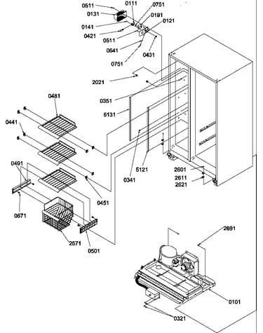 Freezer shelves and light