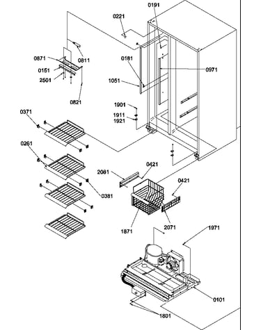Freezer shelves and light