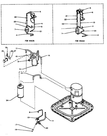 Compressor/tubing (rha30a2a/p1180203c) (rha36a2a/p1180204c) (rha36a3a/p1180205c) (rha36a4a/p1180211c) (rha42a2a/p1180206c) (rha48a2a/p1180207c) (rha48a4a/p1180212c)