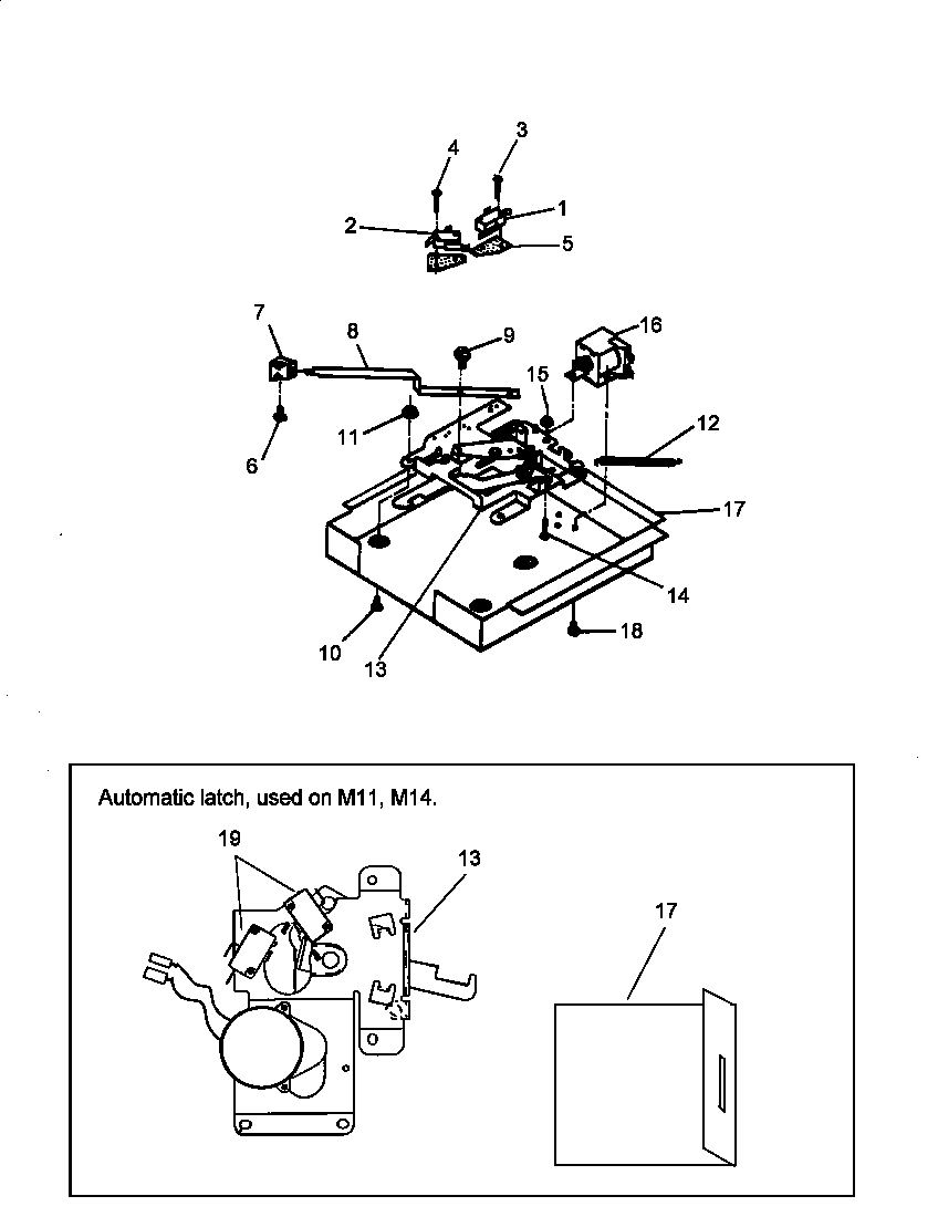 DOOR LATCH (ACO27DE/P1172603S) (ACO27DEW/P1172604S) (ACO27SE/P1172601S) (ACO27SEW/P1172602S) (FDC2502WW/P1132327NW) (FDC2902WW/P1132325NW)