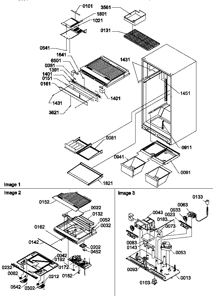 Interior cabinet and drain block assembly