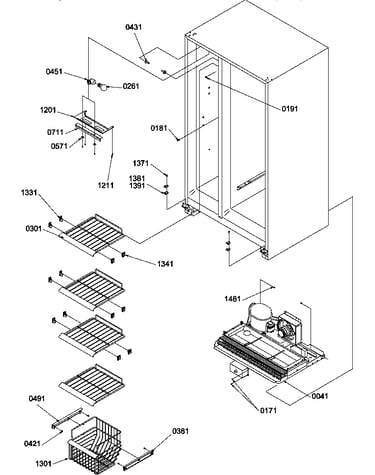 Freezer shelves and light