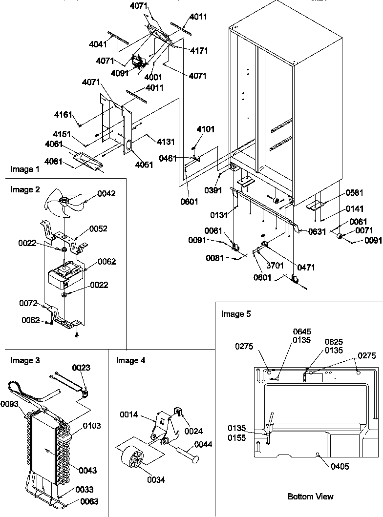 Drain system, rollers, and evaporator assy