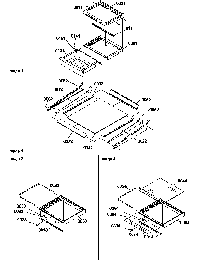 Deli, shelf, and crisper assemblies