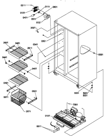Freezer shelves and light
