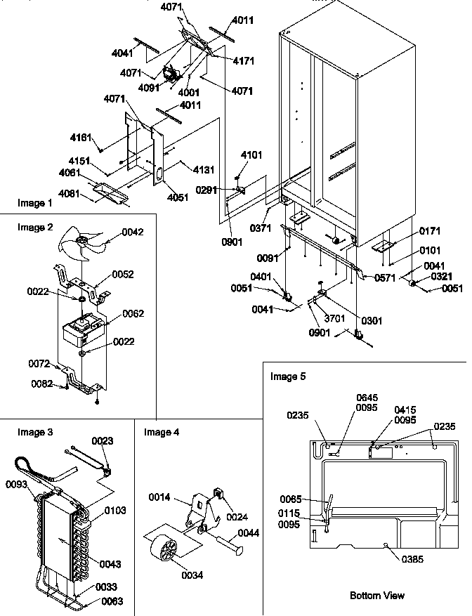Drain system, rollers, and evaporator assy