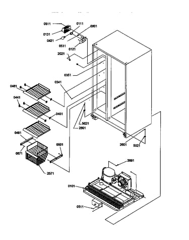 Freezer shelves and light