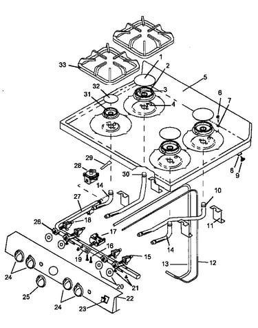 Main top assembly - sealed burners