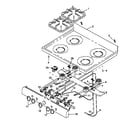 Caloric RLN340UL/P1143507NL main top assembly - open burners diagram