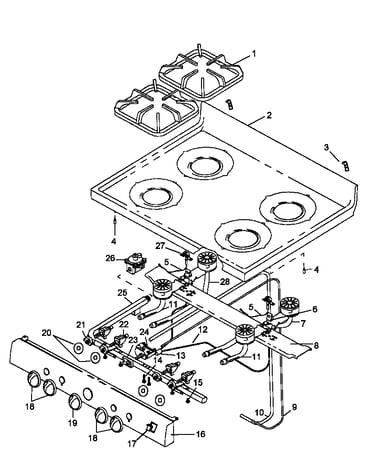 Main top, open top burners