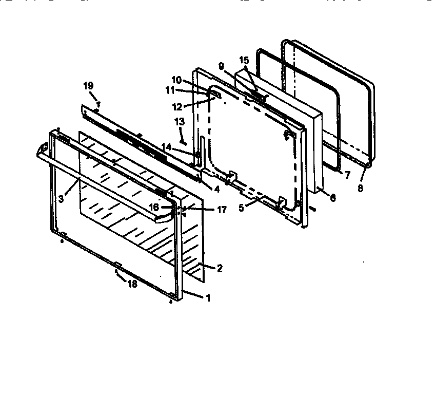 OVEN DOOR ASSEMBLY (RSF3200L/P1141255N) (RSF3200W/P1141264N) (RSF3300L/P1141256N)