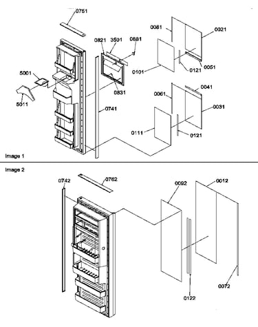 Refrigerator/freezer door trim and panels