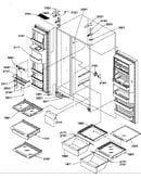 Refrigerator/freezer shelves, lights, and hinges