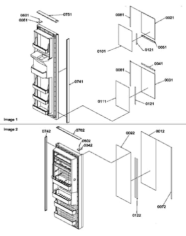 Refrigerator/freezer door trim and panels