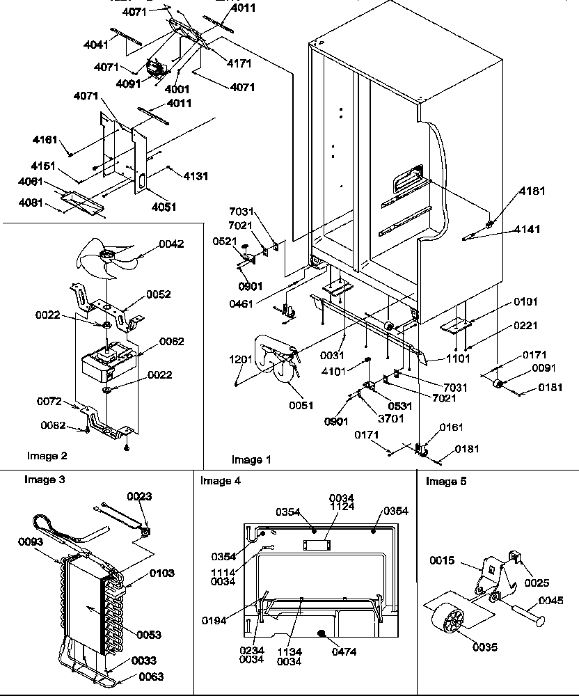 Drain system, rollers, and evaporator assy