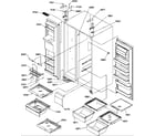 Amana SXD322S2W-P1305702WW refrigerator/freezer shelves, lights, and hinges diagram