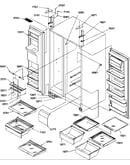 Refrigerator/freezer shelves, lights, and hinges