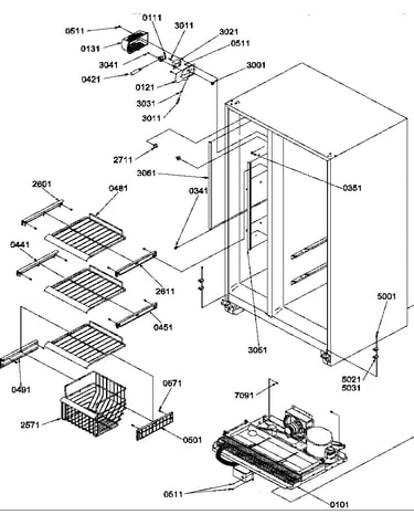 Freezer shelves and light