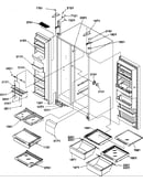 Refrigerator/freezer shelves, lights, and hinges