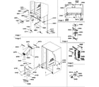 Amana SRD327S3W-P1307104WW drain systems, rollers, and evaporator assy diagram