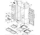 Amana SCD25TL-P1190426WL refrigerator/freezer shelves, lights, and hinges diagram