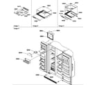 Amana SCD25TL-P1190426WL shelf, crisper assemblies and toe grille diagram