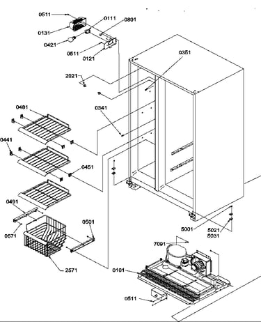Freezer shelves and light