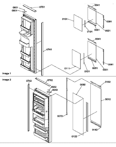 Refrigerator/freezer door trim and panels