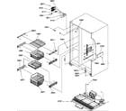Amana SRDE27TPW-P1190603WW freezer shelves and light diagram