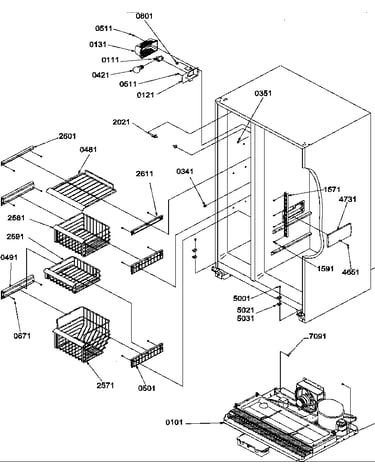 Freezer shelves and light
