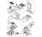 Amana TR518ITAW-P1183712WW interior cabinet and drain block assembly diagram