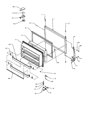 Freezer door (tp21a3e/p1181503we) (tp21a3l/p1181503wl) (tp21a3w/p1181503ww) (tp22r3e/p1181603we) (tpi21a3e/p1182005we) (tpi21a3l/p1182005wl) (tpi21a3w/p1182005ww)