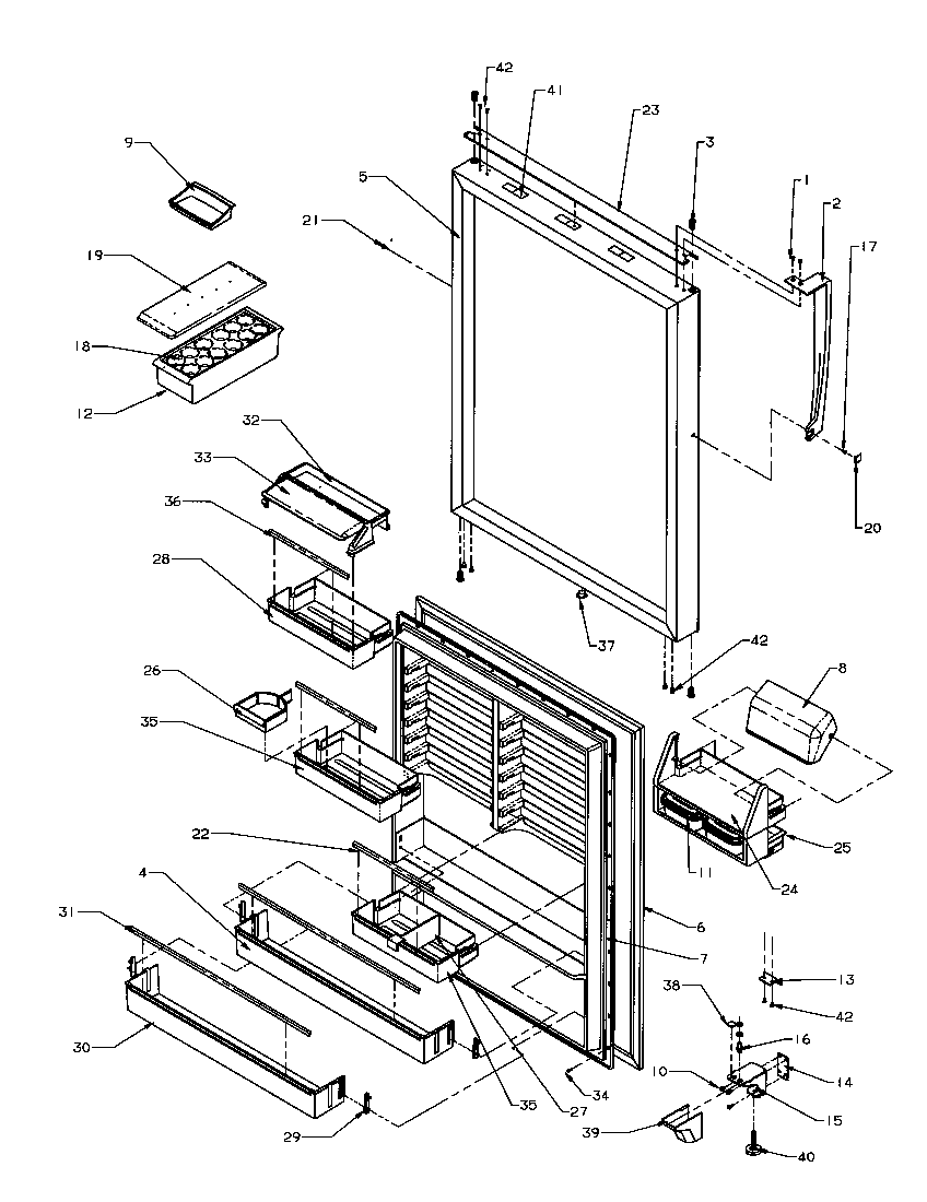 REFRIGERATOR DOOR (TP19R3E/P1181905WE) (TP19R3L/P1181905WL) (TP19R3W/P1181905WW) (TPI21A3E/P1182005WE)