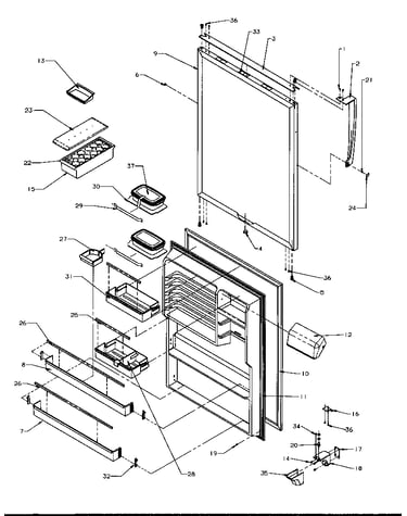Refrigerator door (tp21a3e/p1181503we) (tp21a3l/p1181503wl) (tp21a3w/p1181503ww) (tpi21a3e/p1182005we) (tpi21a3l/p1182005wl) (tpi21a3w/p1182005ww)