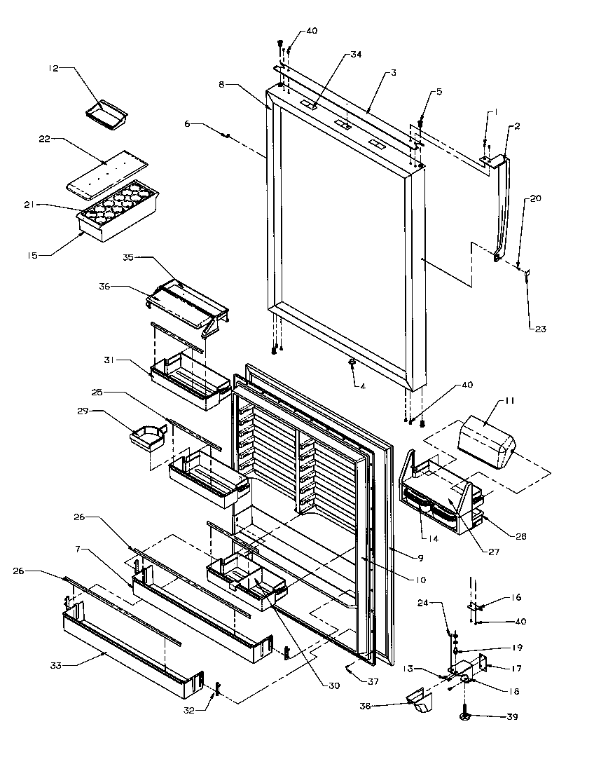 REFRIGERATOR DOOR (TP22R3E/P1181603WE) (TP22R3L/P1181603WL) (TP22R3W/P1181603WW)