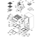 Amana TR522SW-P1182704WW interior cabinet and drain block assembly diagram