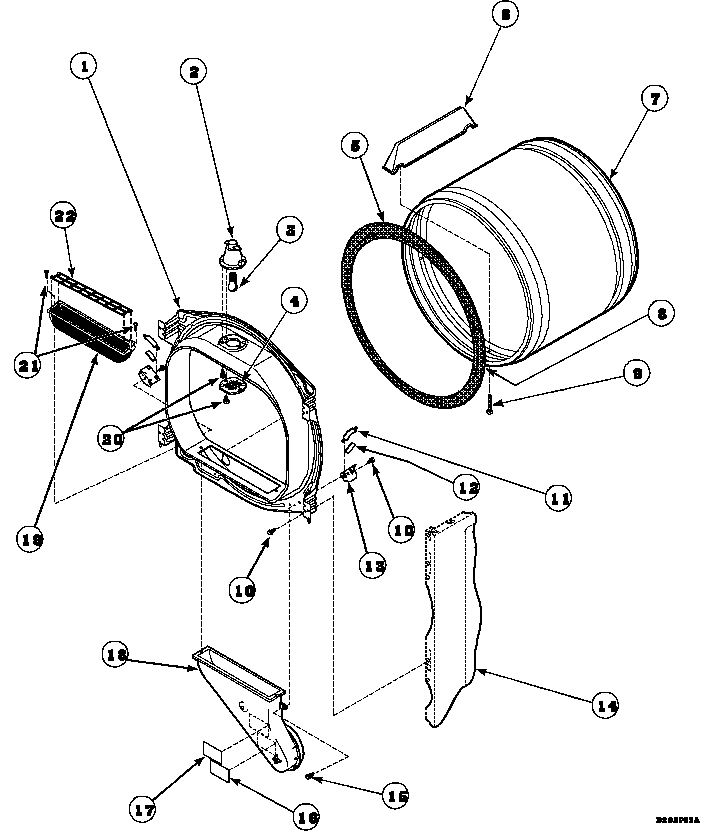 Front bulkhead, air duct, felt seal & cylinder