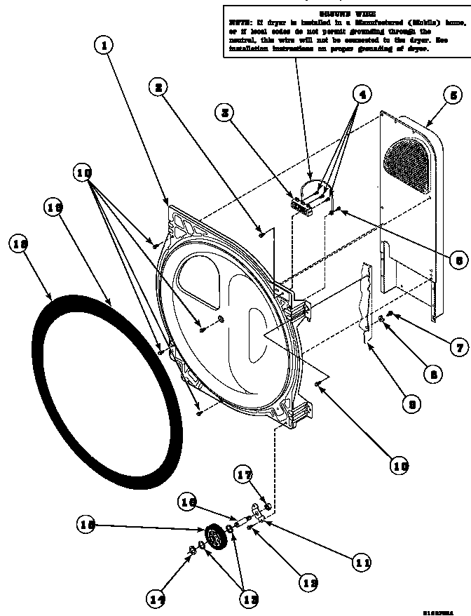 Rear bulkhead,felt seal, roller & terminal block